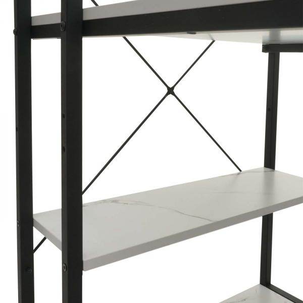Schreibtisch mit Regal Laptoptisch Bürotisch Arbeitstisch, 100x60cm Metall MDF ~ Marmor-Optik weiss