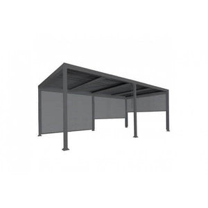 Alu Pergola HWC-L41 mit 3x Seitenwand, Lamellen-Pavillon, stabiles 8cm-Metall-Gestell 3x6m ~ anthrazit