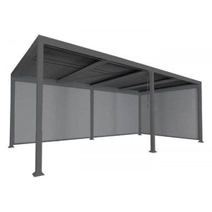 Alu Pergola HWC-L41 mit 3x Seitenwand, Lamellen-Pavillon, stabiles 8cm-Metall-Gestell 3x6m ~ anthrazit