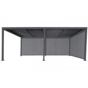 Alu Pergola HWC-L41 mit 3x Seitenwand, Lamellen-Pavillon, stabiles 8cm-Metall-Gestell 3x6m ~ anthrazit