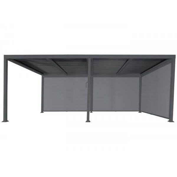 Alu Pergola HWC-L41 mit 3x Seitenwand, Lamellen-Pavillon, stabiles 8cm-Metall-Gestell 3x6m ~ anthrazit