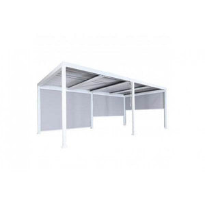 Alu Pergola HWC-L41 mit 3x Seitenwand, Lamellen-Pavillon, stabiles 8cm-Metall-Gestell 3x6m ~ weiss
