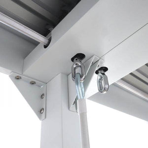 Alu Pergola HWC-L41 mit 3x Seitenwand, Lamellen-Pavillon, stabiles 8cm-Metall-Gestell 3x6m ~ weiss