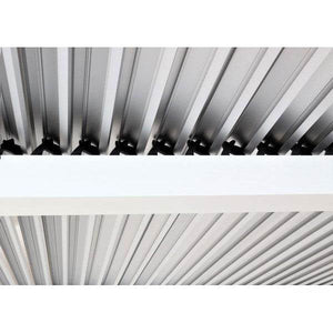 Alu Pergola HWC-L41 mit 3x Seitenwand, Lamellen-Pavillon, stabiles 8cm-Metall-Gestell 3x6m ~ weiss