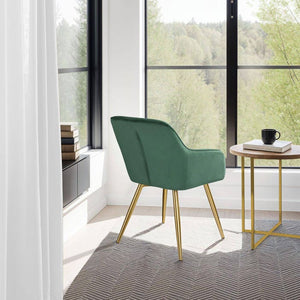 4er Set Stuhl Marilyn Samtoptik, dunkelgrün/gold