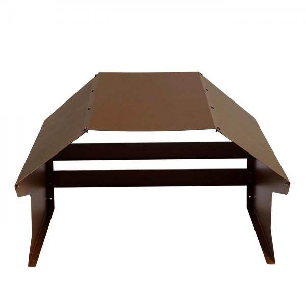 Mähroboter-Garage HWC-L43, Dach Unterstand für Rasenmäher, Metall 40x59x69cm ~ braun