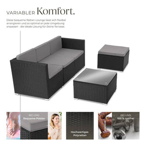 Rattan Lounge Lignano schwarz