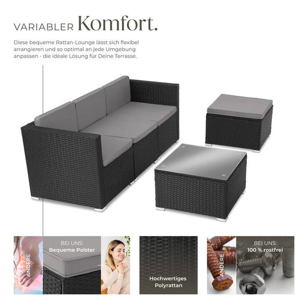 Rattan Lounge Lignano schwarz
