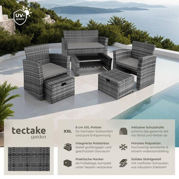 Rattan Sitzgruppe Modena grau