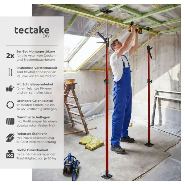 2er Set Teleskop-Deckenstützen rot 115 - 290 cm