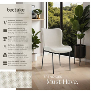 Polsterstuhl Tessa Webstoff off white/schwarz 2er Set