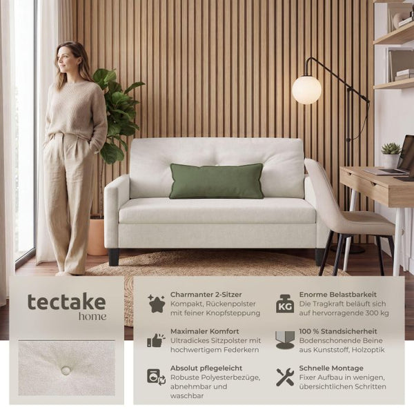 Sofa Viborg 2-Sitzer mit Federkern creme