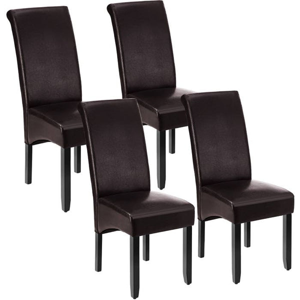 4 Esszimmerstühle, ergonomisch, massives Hartholz braun