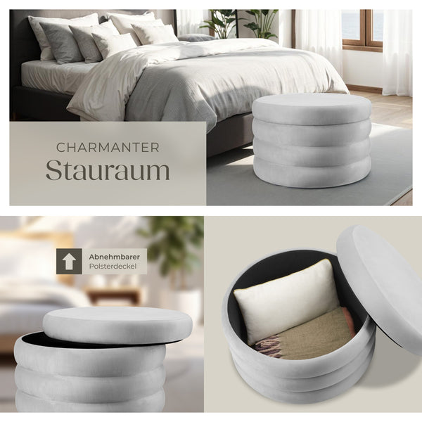 Sitzhocker mit Stauraum Altu XL Samtoptik grau