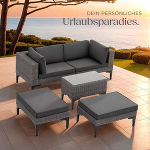 Rattan Lounge mit Aluminiumgestell Bellaria grau