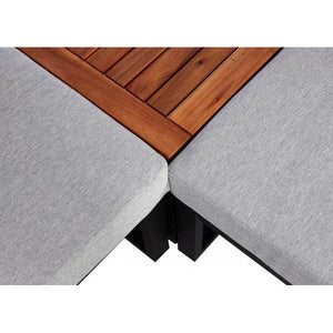 Garten-Garnitur HWC-L26, Gartenlounge Lounge-Set Sitzgruppe Sofa, Metall Akazie Holz MVG-zertifiziert ~ hellgrau
