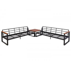Garten-Garnitur HWC-L26, Gartenlounge Lounge-Set Sitzgruppe Sofa, Metall Akazie Holz MVG-zertifiziert ~ hellgrau