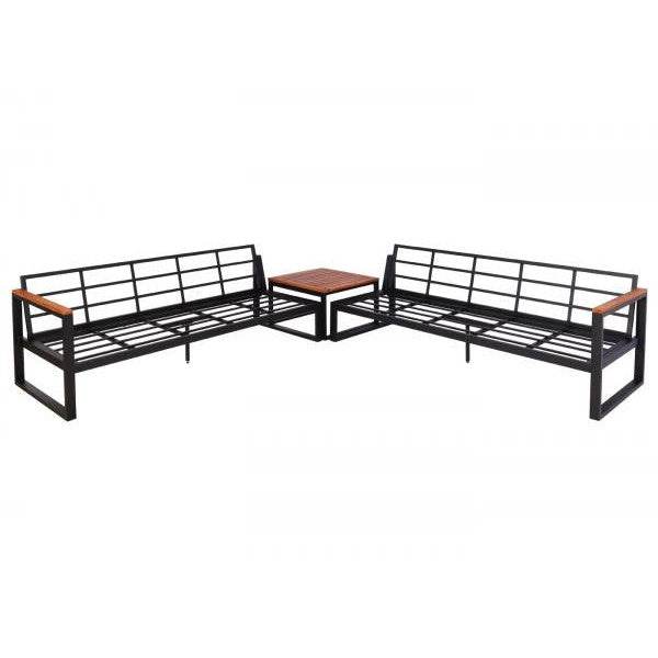 Garten-Garnitur HWC-L26, Gartenlounge Lounge-Set Sitzgruppe Sofa, Metall Akazie Holz MVG-zertifiziert ~ hellgrau