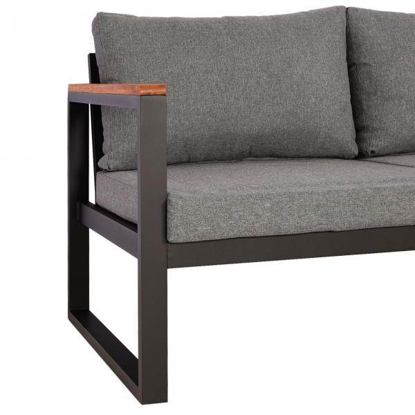 Garten-Garnitur HWC-L26, Gartenlounge Lounge-Set Sitzgruppe Sofa, Aluminium Akazie Holz MVG-zertifiziert ~ dunkelgrau
