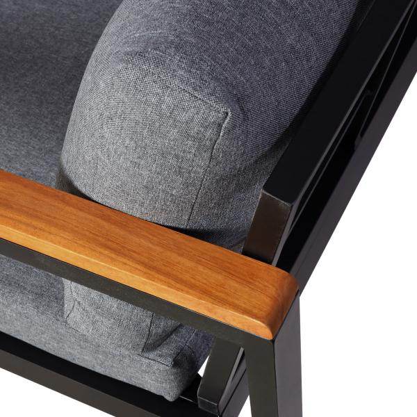 Garten-Garnitur HWC-L26, Gartenlounge Lounge-Set Sitzgruppe Sofa, Aluminium Akazie Holz MVG-zertifiziert ~ dunkelgrau