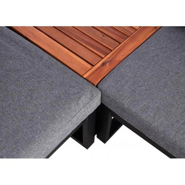 Garten-Garnitur HWC-L26, Gartenlounge Lounge-Set Sitzgruppe Sofa, Aluminium Akazie Holz MVG-zertifiziert ~ dunkelgrau