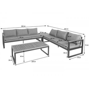 Garten-Garnitur HWC-L26, Gartenlounge Lounge-Set Sitzgruppe Sofa, Aluminium Akazie Holz MVG-zertifiziert ~ dunkelgrau