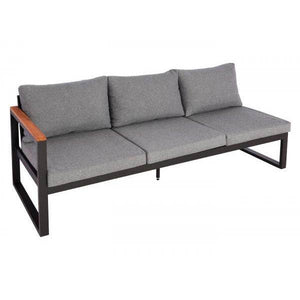 Garten-Garnitur HWC-L26, Gartenlounge Lounge-Set Sitzgruppe Sofa, Aluminium Akazie Holz MVG-zertifiziert ~ dunkelgrau