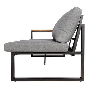 Garten-Garnitur HWC-L26, Gartenlounge Lounge-Set Sitzgruppe Sofa, Aluminium Akazie Holz MVG-zertifiziert ~ dunkelgrau