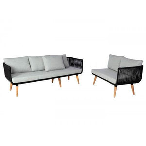 Garten-Garnitur HWC-L30, Garnitur Sitzgruppe Lounge-Set Sofa, Akazie Holz MVG-zertifiziert ~ Polster hellgrau
