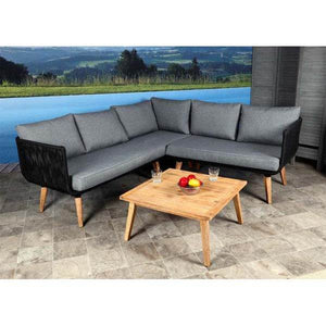 Garten-Garnitur HWC-L30, Garnitur Sitzgruppe Lounge-Set Sofa, Akazie Holz MVG-zertifiziert ~ Polster dunkelgrau