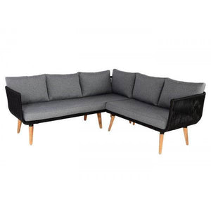 Garten-Garnitur HWC-L30, Garnitur Sitzgruppe Lounge-Set Sofa, Akazie Holz MVG-zertifiziert ~ Polster dunkelgrau