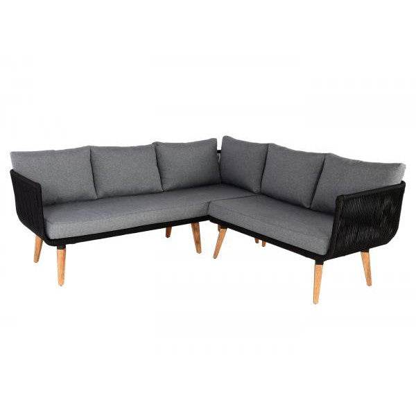 Garten-Garnitur HWC-L30, Garnitur Sitzgruppe Lounge-Set Sofa, Akazie Holz MVG-zertifiziert ~ Polster dunkelgrau