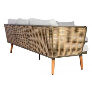 Gartengarnitur HWC-L31, Garnitur Lounge-Set Sofa Outdoor, Spun Poly Metall Poly-Rattan MVG-zertifiziert ~ hellgrau