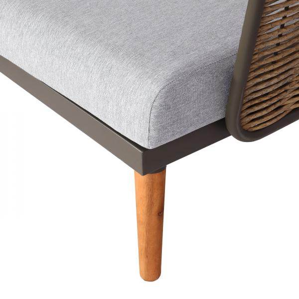 Gartengarnitur HWC-L31, Garnitur Lounge-Set Sofa Outdoor, Spun Poly Metall Poly-Rattan MVG-zertifiziert ~ hellgrau