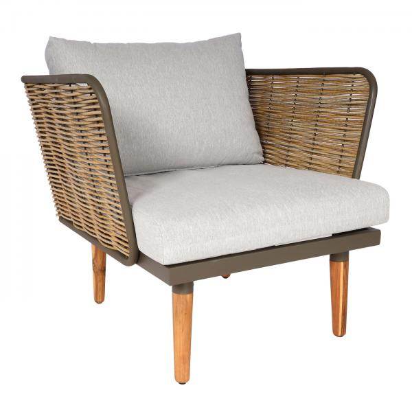 Gartengarnitur HWC-L31, Garnitur Lounge-Set Sofa Outdoor, Spun Poly Metall Poly-Rattan MVG-zertifiziert ~ hellgrau