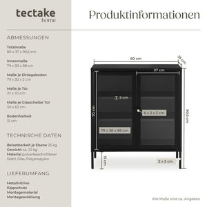 Metallvitrine Baker mit Glastüren schwarz