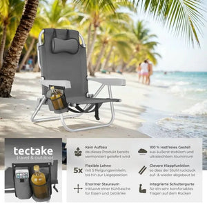 Aluminium Strandstuhl Coral grau 2er Set