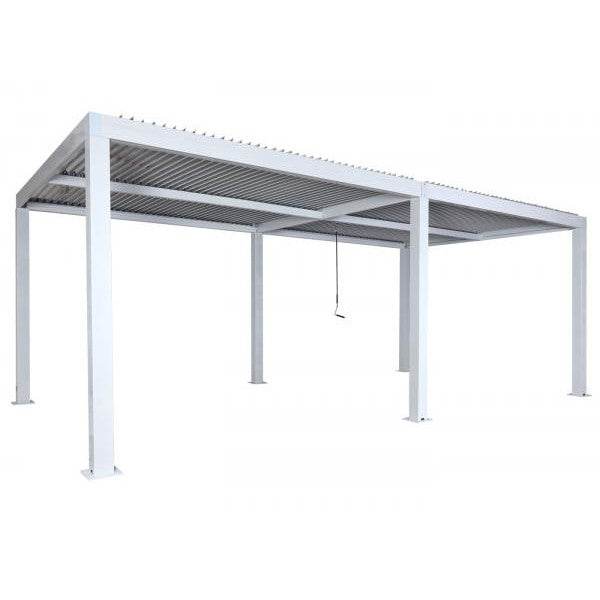 Pergola HWC-L46, Gartenpavillon Lamellen-Pavillon, 11cm-Aluminium-Gestell, Regenrinne sturmfest, 3x6m ~ weiss