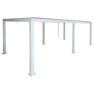 Pergola HWC-L46, Gartenpavillon Lamellen-Pavillon, 11cm-Aluminium-Gestell, Regenrinne sturmfest, 3x6m ~ weiss