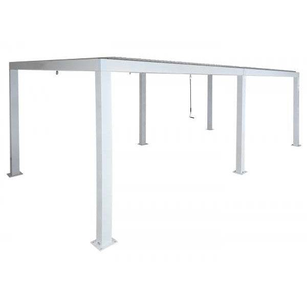 Pergola HWC-L46, Gartenpavillon Lamellen-Pavillon, 11cm-Aluminium-Gestell, Regenrinne sturmfest, 3x6m ~ weiss