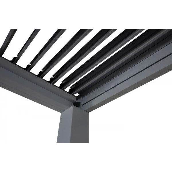 Pergola HWC-L46, Gartenpavillon Lamellen-Pavillon, 11cm-Aluminium-Gestell, Regenrinne sturmfest, 3x6m ~ anthrazit