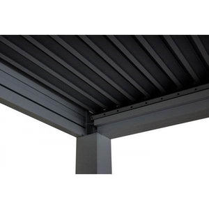 Pergola HWC-L46, Gartenpavillon Lamellen-Pavillon, 11cm-Aluminium-Gestell, Regenrinne sturmfest, 3x6m ~ anthrazit
