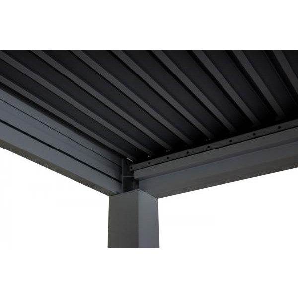 Pergola HWC-L46, Gartenpavillon Lamellen-Pavillon, 11cm-Aluminium-Gestell, Regenrinne sturmfest, 3x6m ~ anthrazit