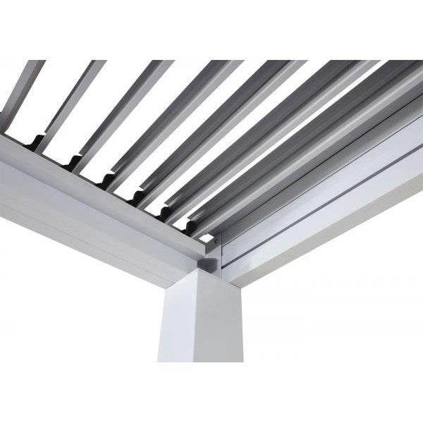Pergola HWC-L46, Gartenpavillon Lamellen-Pavillon, 11cm-Aluminium-Gestell, Regenrinne sturmfest, 3x6m ~ weiss