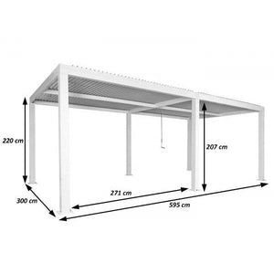 Pergola HWC-L46, Gartenpavillon Lamellen-Pavillon, 11cm-Aluminium-Gestell, Regenrinne sturmfest, 3x6m ~ weiss