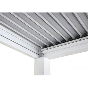 Pergola HWC-L46, Gartenpavillon Lamellen-Pavillon, 11cm-Aluminium-Gestell, Regenrinne sturmfest, 3x6m ~ weiss