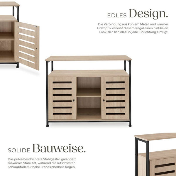 Sideboard Warrington Industrial Holz hell, Eiche Sonoma