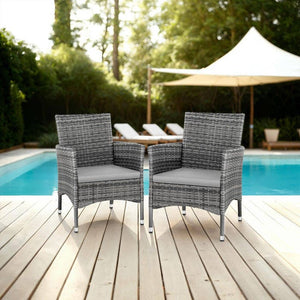 2er Set Rattanstuhl Nantes grau/hellgrau