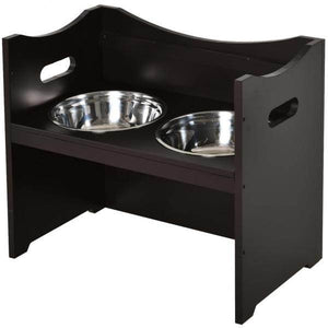 Fressnapf Hund höhenverstellbar Futterstation MDF Edelstahl Dunkelbraun