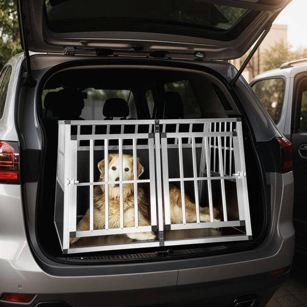 Hundetransportbox doppel mit schräger Rückwand ohne Trennwand